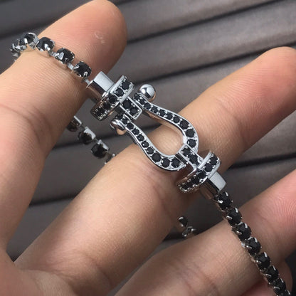 [Panda Jewelry]FORCE  LARGE HORSESHOE FULL DIAMOND TENNIS BRACELET