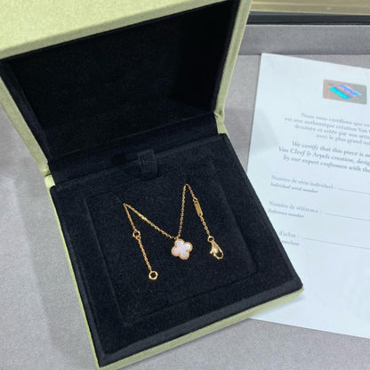 [Panda Jewelry]CLOVER 15MM PINK MOTHER-OF-PEARL SINGLE FLOWER NECKLACE