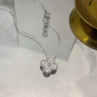[Panda Jewelry]CLOVER 15MM DIAMOND SINGLE FLOWER NECKLACE