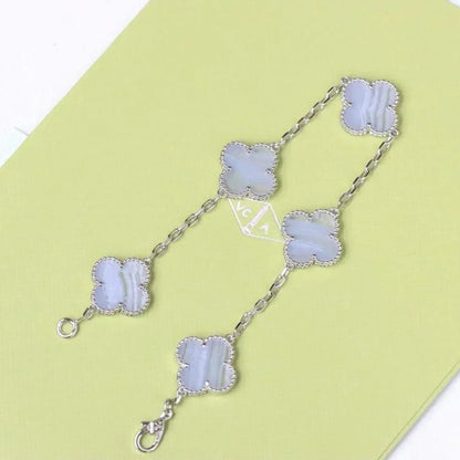 [Panda Jewelry] CLOVER 5 MOTIF PURPLE CHALCEDONY BRACELET COLLECTION