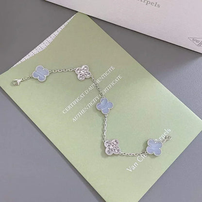 [Panda Jewelry] CLOVER 5 MOTIF PURPLE CHALCEDONY BRACELET COLLECTION