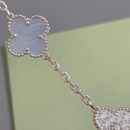 [Panda Jewelry] CLOVER 5 MOTIF PURPLE CHALCEDONY BRACELET COLLECTION
