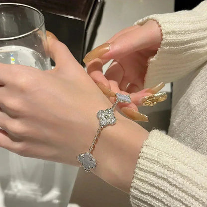 [Panda Jewelry] CLOVER 5 MOTIF PURPLE CHALCEDONY BRACELET COLLECTION