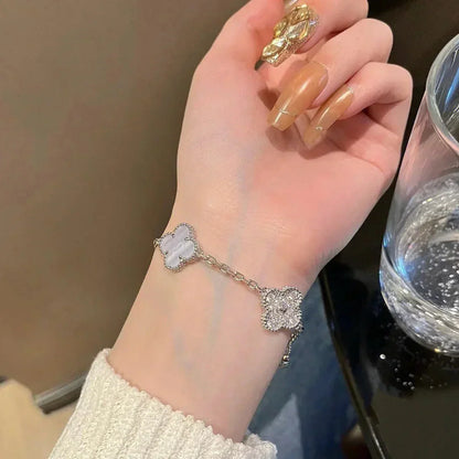 [Panda Jewelry] CLOVER 5 MOTIF PURPLE CHALCEDONY BRACELET COLLECTION