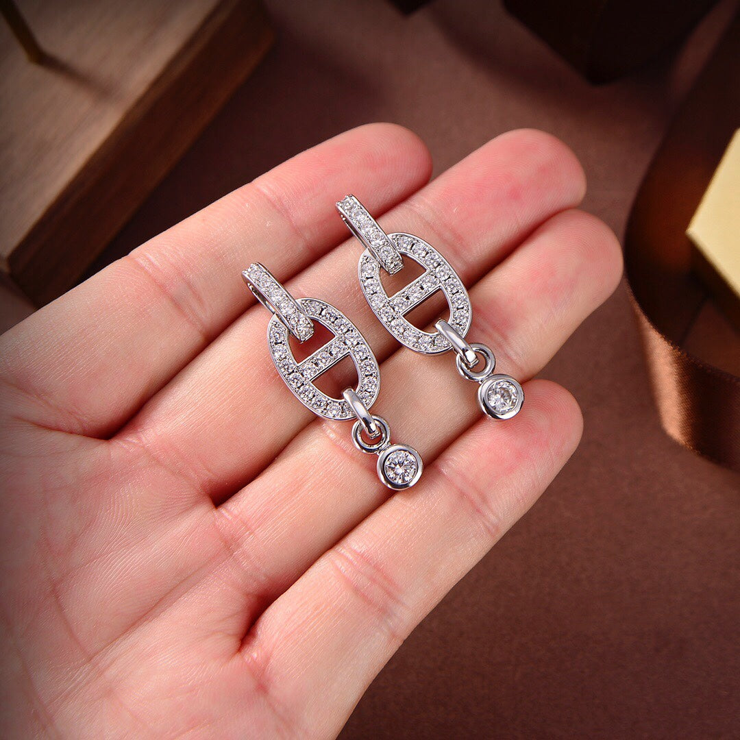 [Panda Jewelry]HM CHAINE DIAMOND EARRINGS