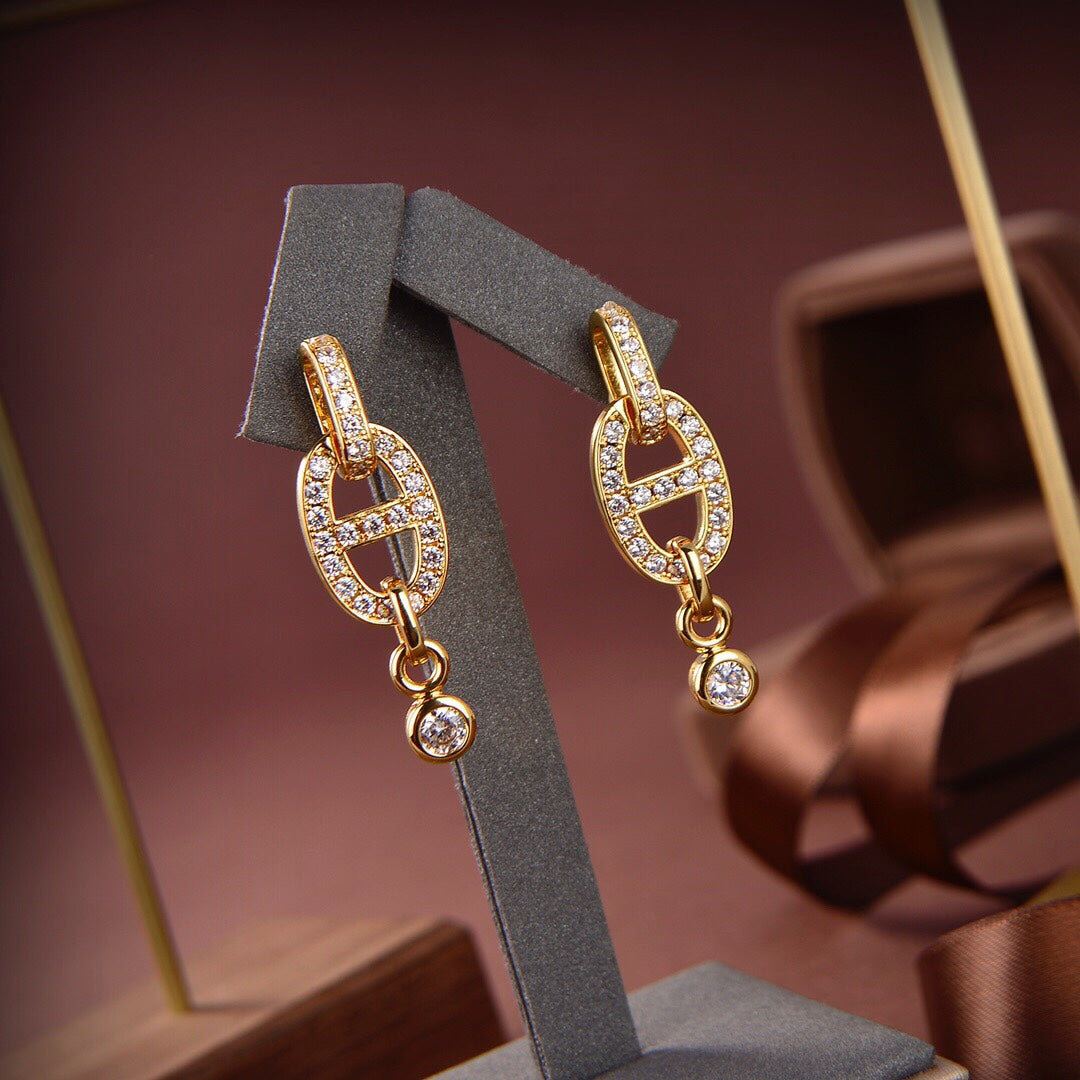 [Panda Jewelry]HM CHAINE DIAMOND EARRINGS