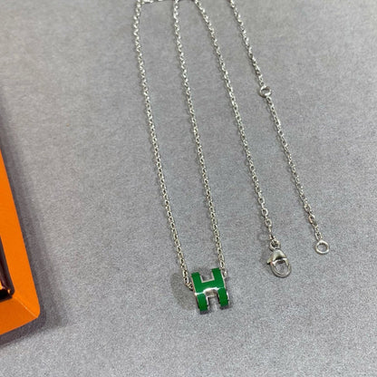 [Panda Jewelry]POP H GREEN NECKLACE SILVER AND GOLD