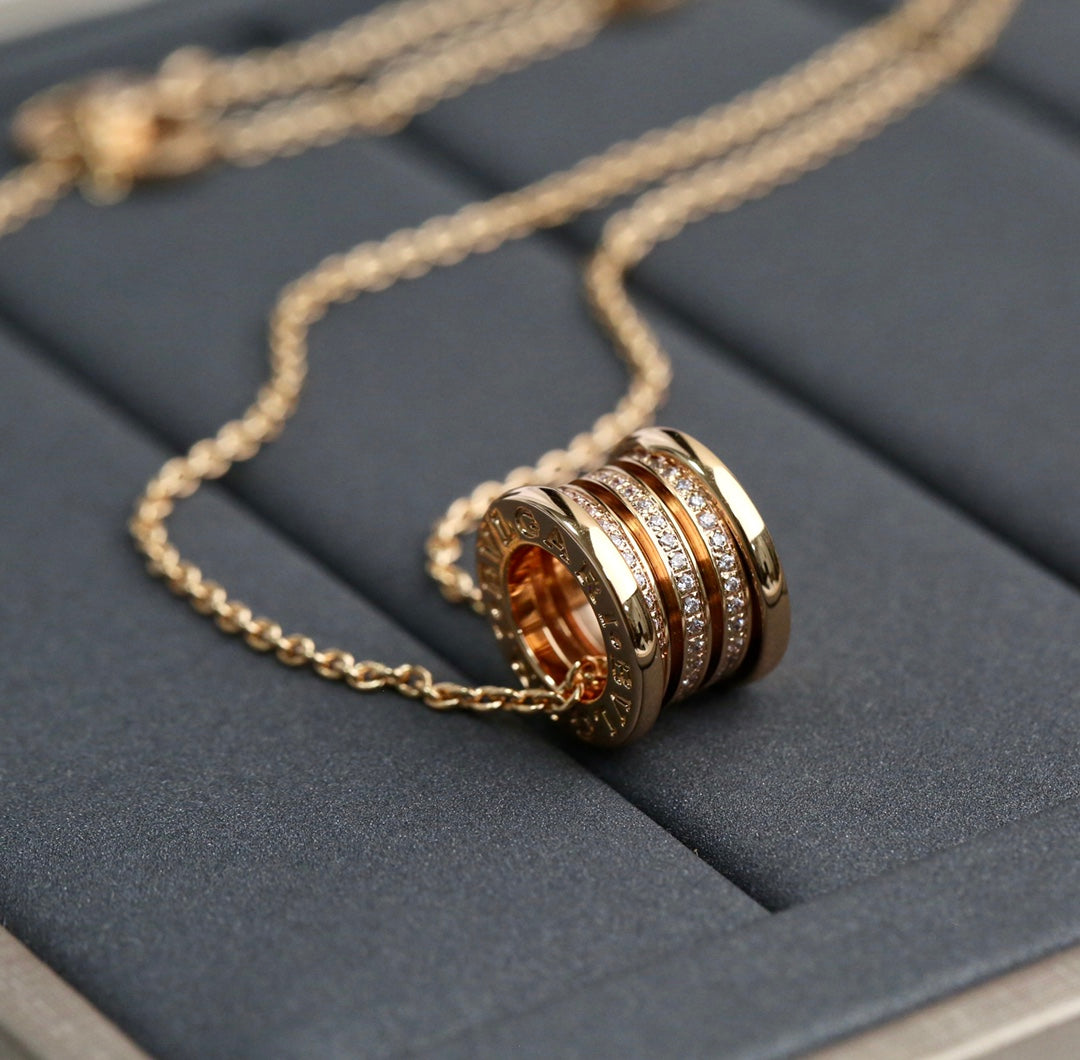 [Panda Jewelry]ZERO 1 PINK GOLD DIAMOND NECKLACE