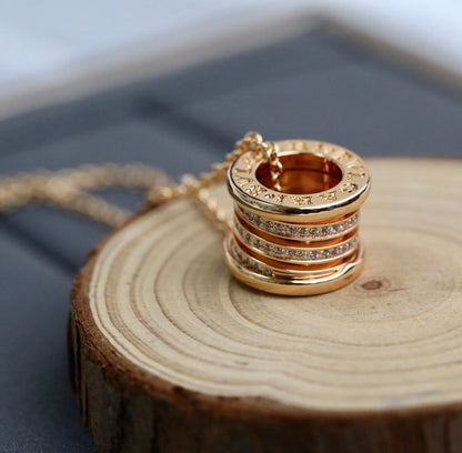 [Panda Jewelry]ZERO 1 PINK GOLD DIAMOND NECKLACE