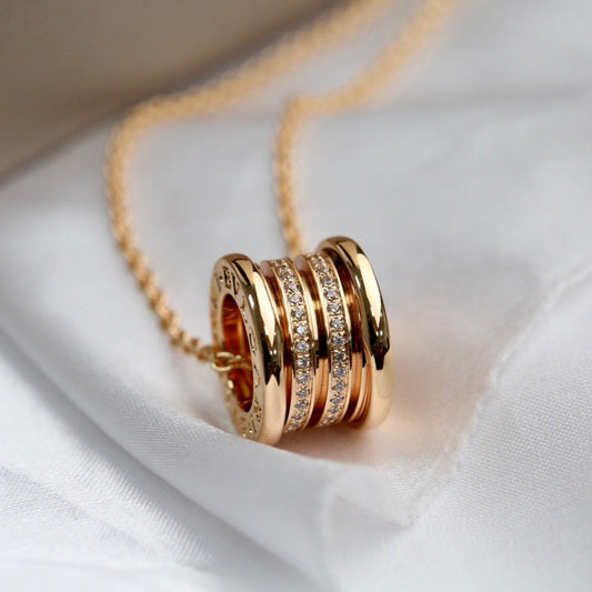 [Panda Jewelry]ZERO 1 PINK GOLD DIAMOND NECKLACE