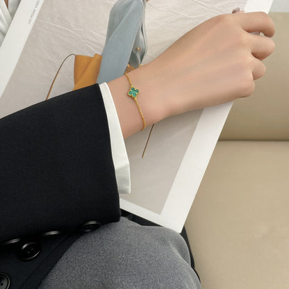 [Panda Jewelry]CLOVER BRACELET MALACHITE 1 MOTIF