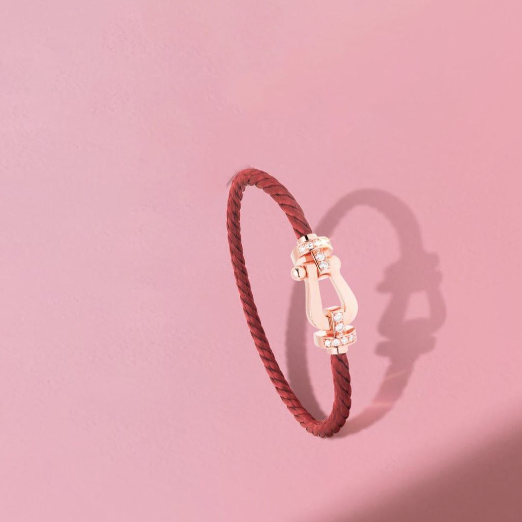 [Panda Jewelry]FORCE 10 HALF DIAMOND PINK GOLD RED CORDERI LARGE AND MEDIUM MODEL