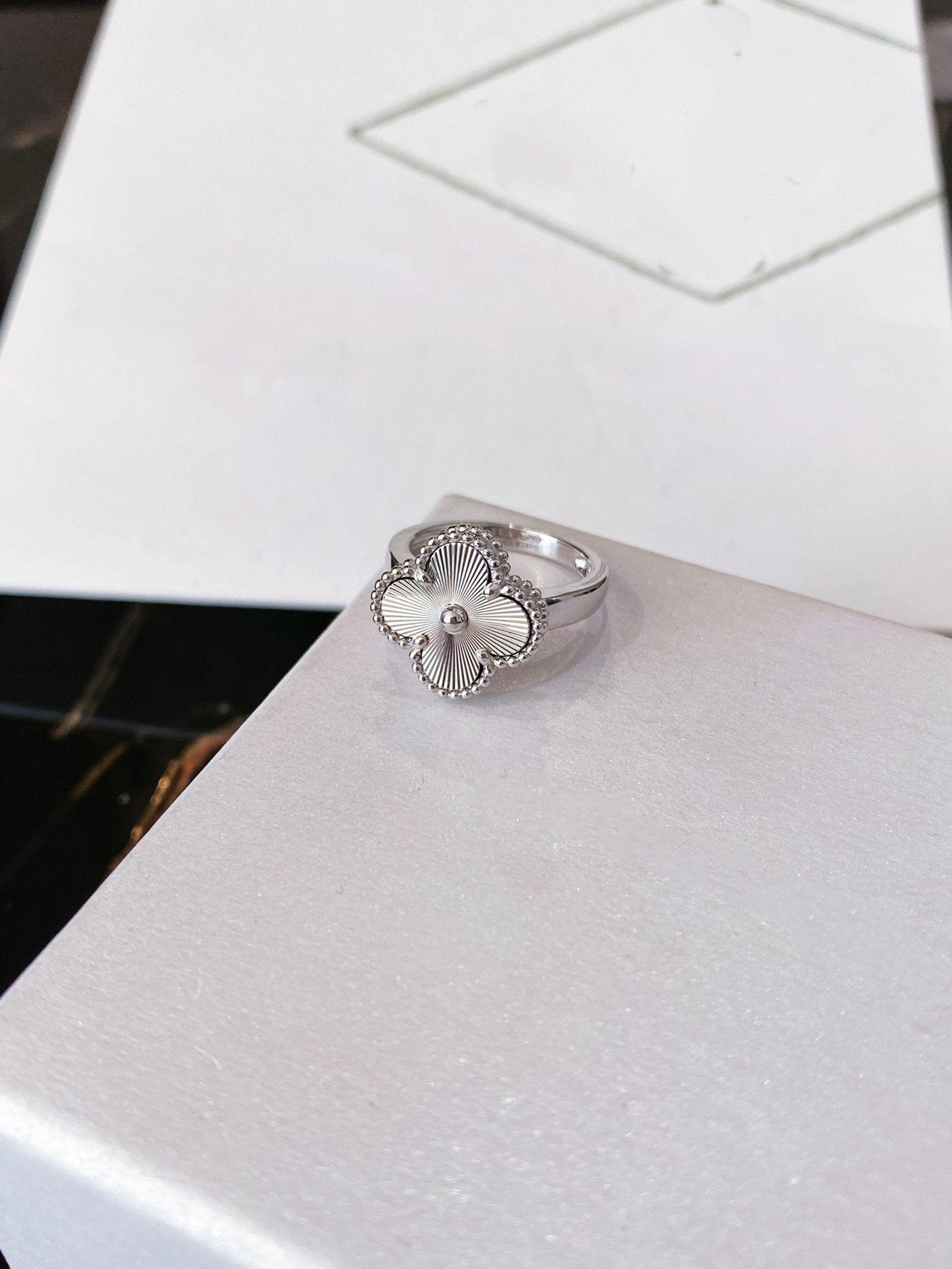 [Panda Jewelry]CLOVER SILVER RING