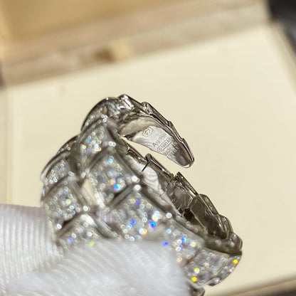[Panda Jewelry]SERPENTI DOUBLE RING SILVER DIAMOND PAVED