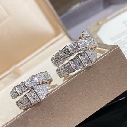 [Panda Jewelry]SERPENTI DOUBLE RING SILVER DIAMOND PAVED