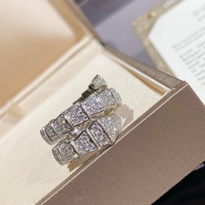[Panda Jewelry]SERPENTI DOUBLE RING SILVER DIAMOND PAVED