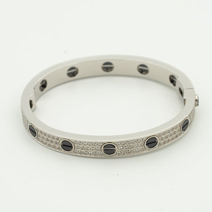 [Panda Jewelry]LOVE BRACELET 6.1MM DIAMOND-PAVED CERAMIC