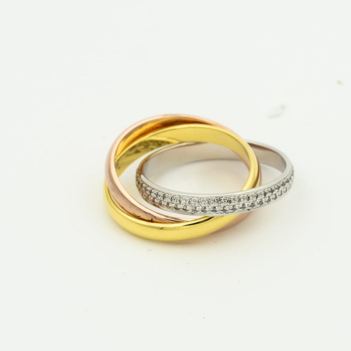 [Panda Jewelry Jewelry]TRINITY RING GOLD PINK GOLD SILVER DIAMONDS
