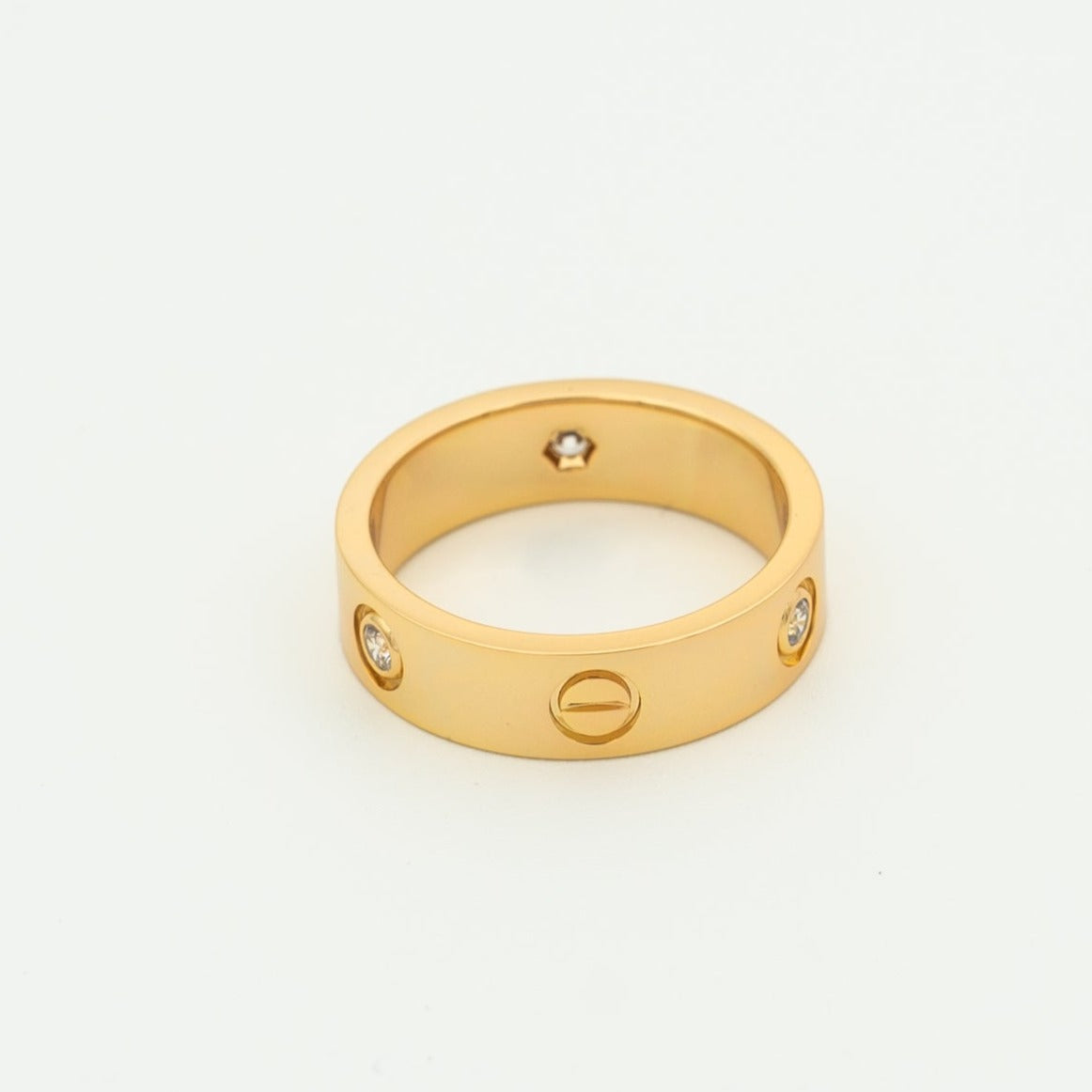 [Panda Jewelry]LOVE RING 5.5MM 3 DIAMONDS PINK GOLD