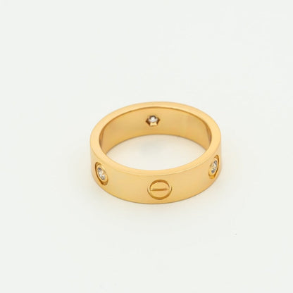 [Panda Jewelry]LOVE RING 5.5MM 3 DIAMONDS PINK GOLD