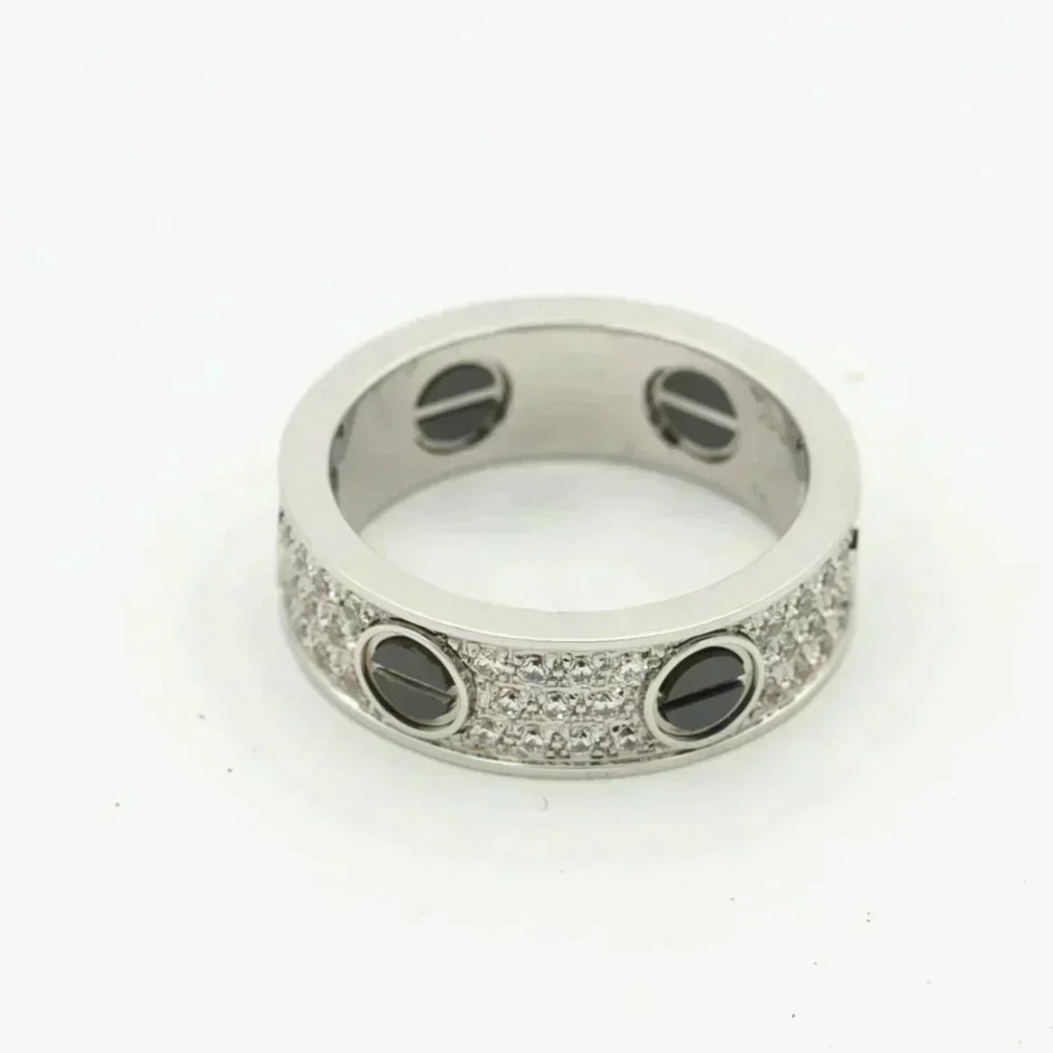 [Panda Jewelry]LOVE RING 5.5MM DIAMONDS PAVED CERAMIC