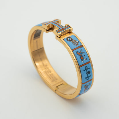 [Panda Jewelry]H PINK GOLD BRACELET BLUE CERAMIC