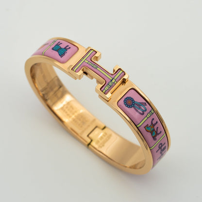 [Panda Jewelry]H PINK GOLD BRACELET PINK CERAMIC