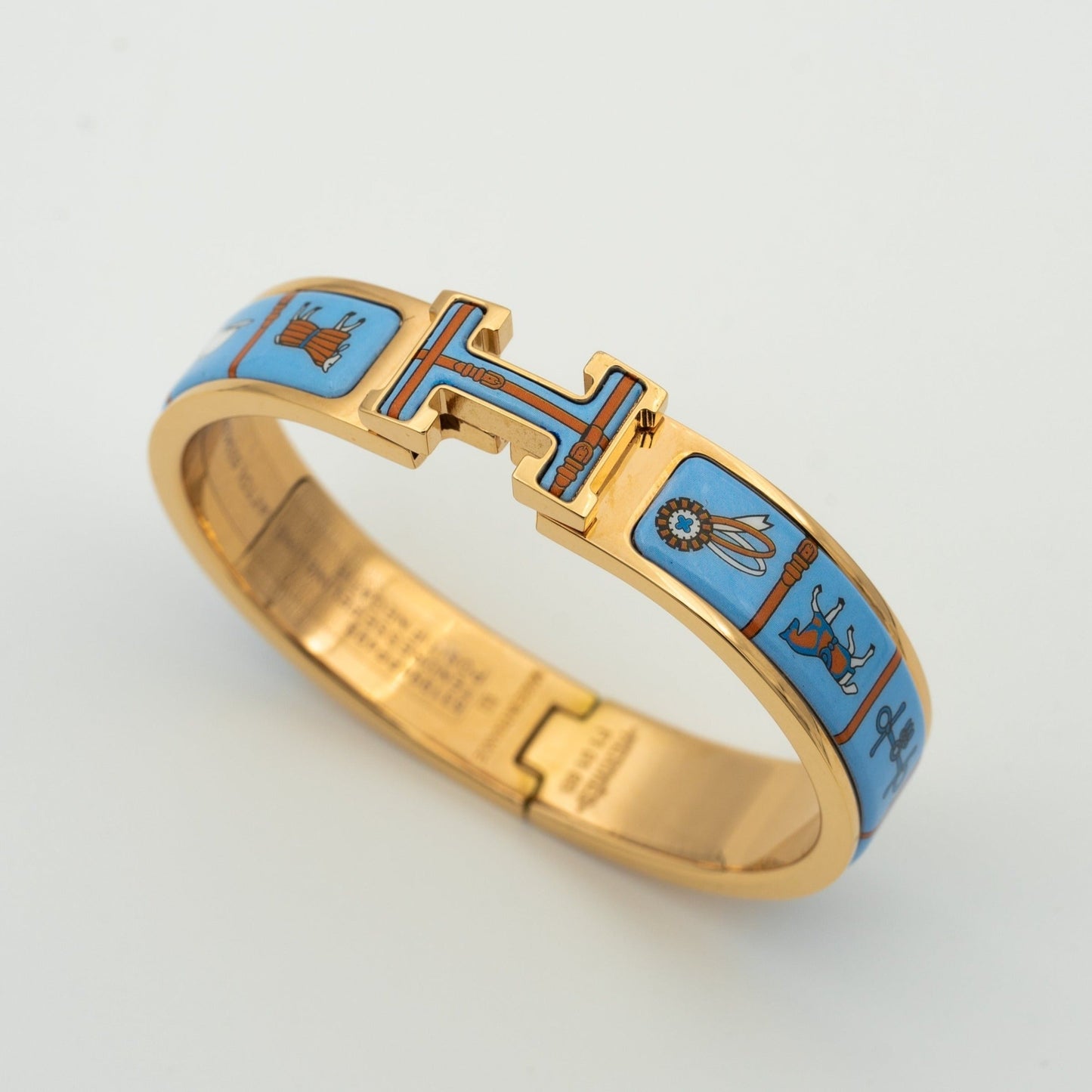 [Panda Jewelry]H PINK GOLD BRACELET BLUE CERAMIC