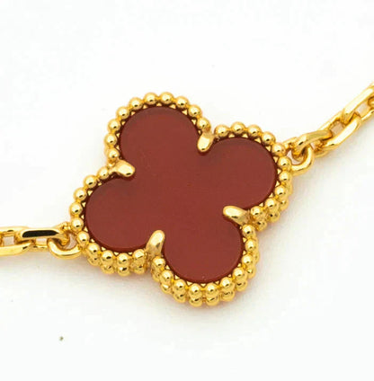 [Panda Jewelry] CLOVER 5 MOTIF RED CORNELIAN BRACELET COLLECTION