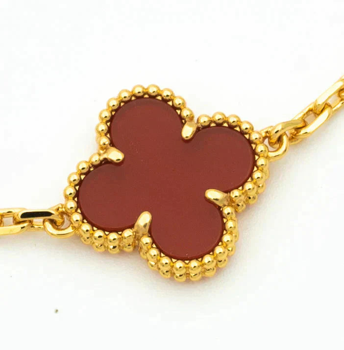 [Panda Jewelry] CLOVER 5 MOTIF RED CORNELIAN BRACELET COLLECTION