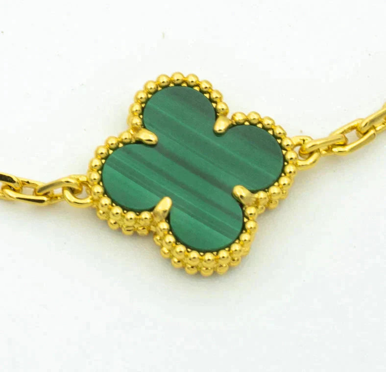 [Panda Jewelry] CLOVER 5 MOTIF MALACHITE BRACELET COLLECTION
