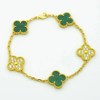 [Panda Jewelry] CLOVER 5 MOTIF MALACHITE BRACELET COLLECTION