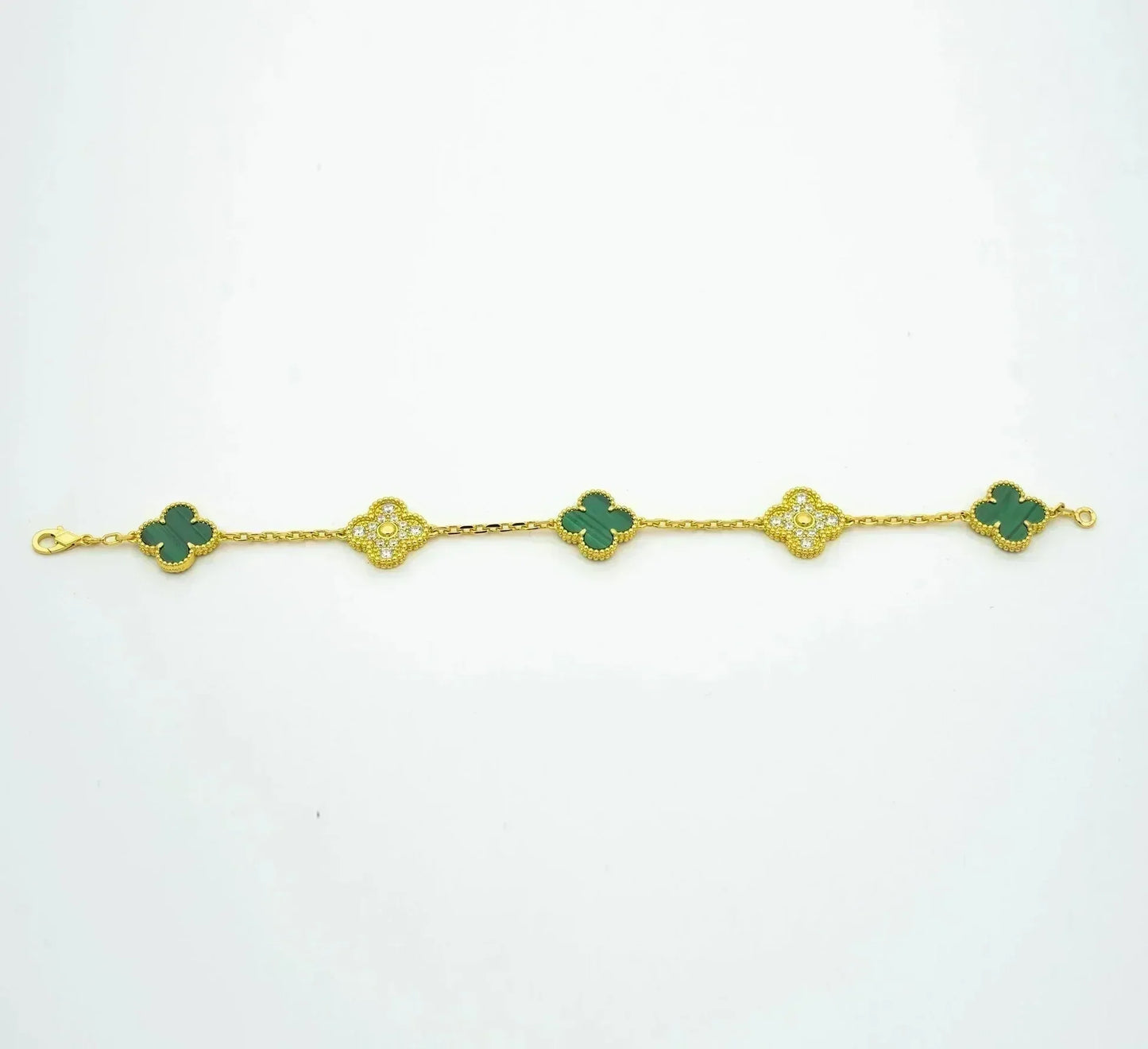 [Panda Jewelry] CLOVER 5 MOTIF MALACHITE BRACELET COLLECTION