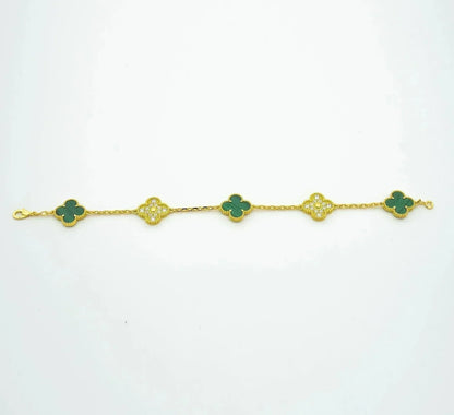 [Panda Jewelry] CLOVER 5 MOTIF MALACHITE BRACELET COLLECTION