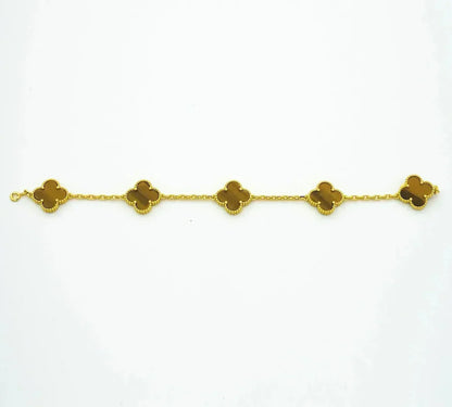 [Panda Jewelry] CLOVER 5 MOTIFS TIGER EYE BRACELET COLLECTION