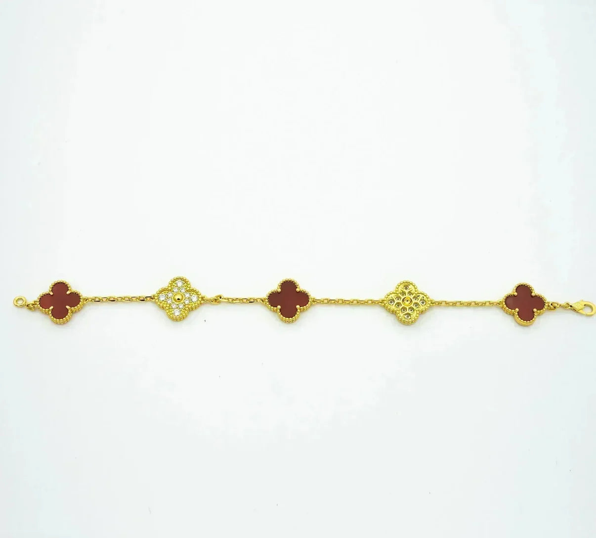 [Panda Jewelry] CLOVER 5 MOTIF RED CORNELIAN BRACELET COLLECTION