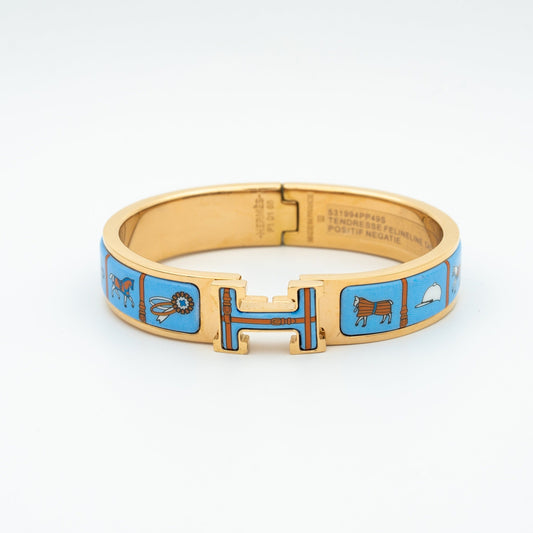 [Panda Jewelry]H PINK GOLD BRACELET BLUE CERAMIC