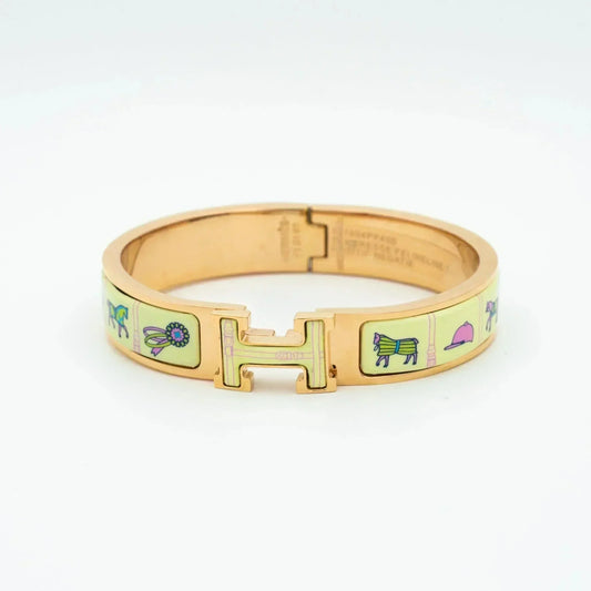 [Panda Jewelry]H PINK GOLD BRACELET CREAM CERAMIC