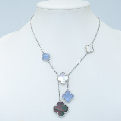 [Panda Jewelry]CLOVER MOP CHALCEDONY NECKLACE SILVER 6 MOTIF