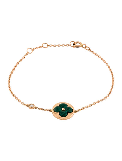 [Panda Jewelry]SUN MALACHITE 1 DIAMOND PINK GOLD BRACELET