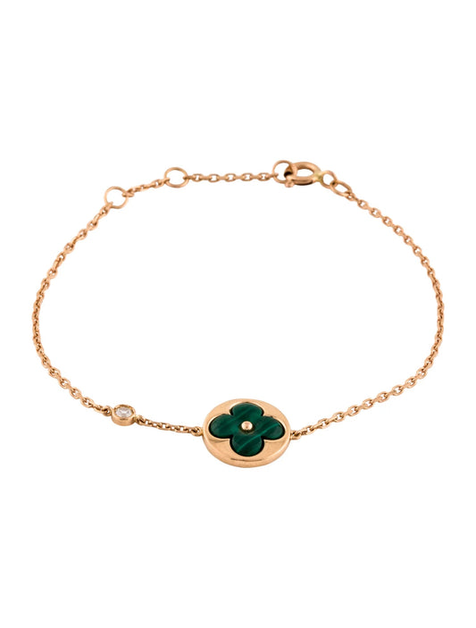 [Panda Jewelry]SUN MALACHITE 1 DIAMOND PINK GOLD BRACELET
