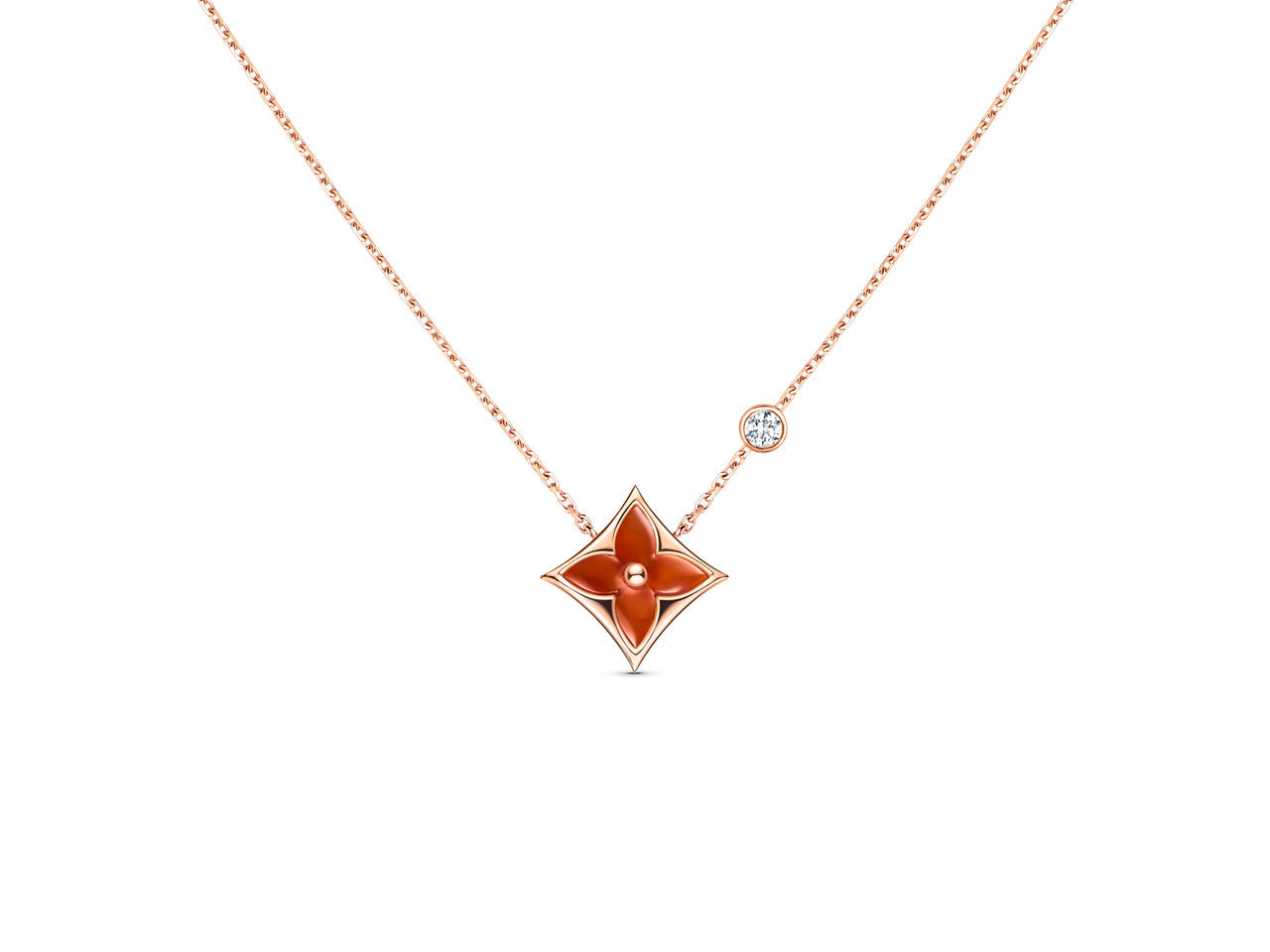 [Panda Jewelry]STAR NECKLACE PINK GOLD 1 DIAMOND