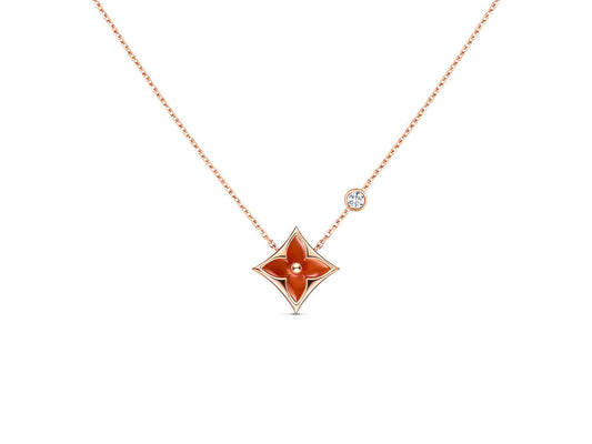 [Panda Jewelry]STAR NECKLACE PINK GOLD 1 DIAMOND