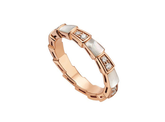 [Panda Jewelry]SERPENTI RING PINK GOLD DIAMOND MOP 3MM