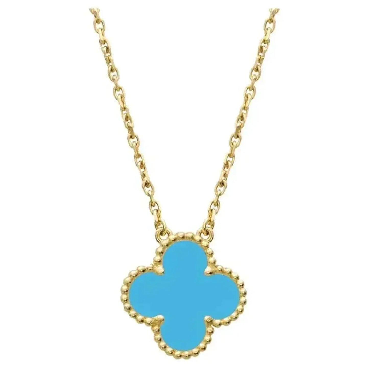 [Panda Jewelry]CLOVER 15MM VINTAGE TURQUOISE NECKLACE