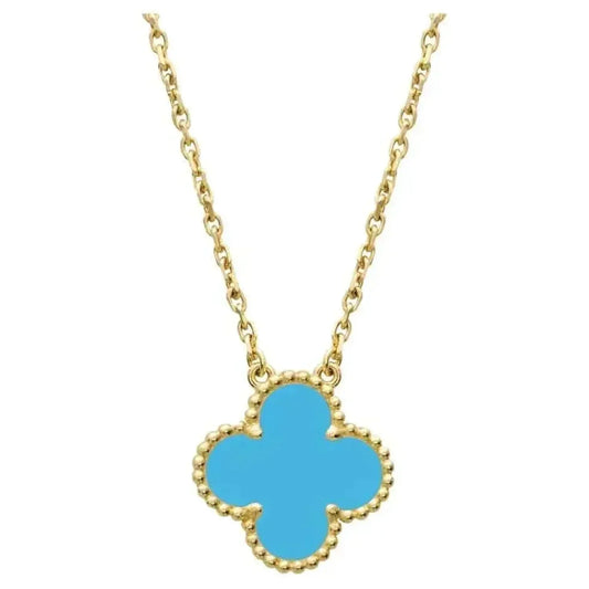 [Panda Jewelry]CLOVER 15MM VINTAGE TURQUOISE NECKLACE