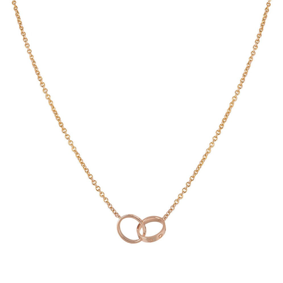[Panda Jewelry]LOVE NECKLACE DOUBLE RING PINK GOLD