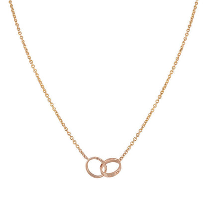 [Panda Jewelry]LOVE NECKLACE DOUBLE RING PINK GOLD