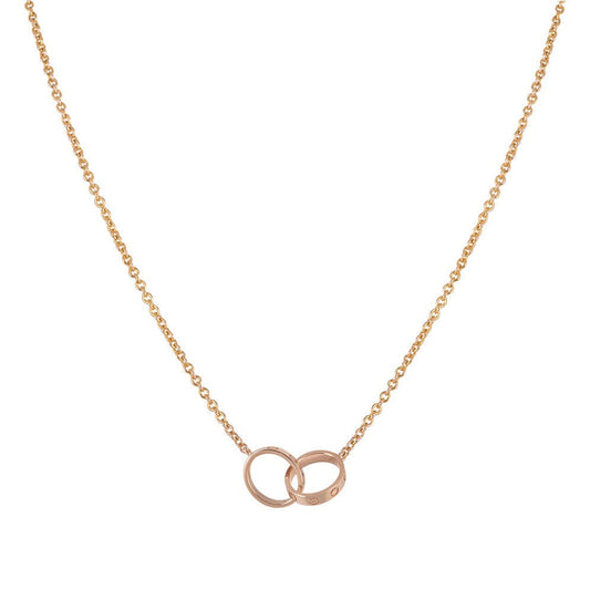 [Panda Jewelry]LOVE NECKLACE DOUBLE RING PINK GOLD
