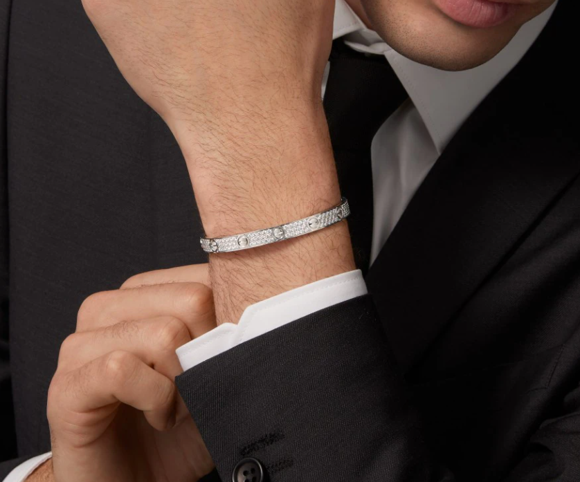 [Panda Jewelry]NEW-LOVE-6.1MM-Width Diamond-Studded Bracelet
